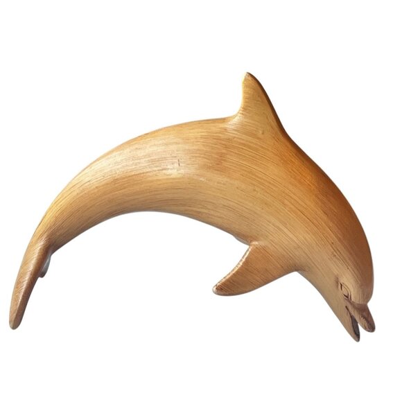 Handmade Ceramic Dolphin Figurine 4.5” T x 6” long Blonde Vintage - Picture 3 of 16